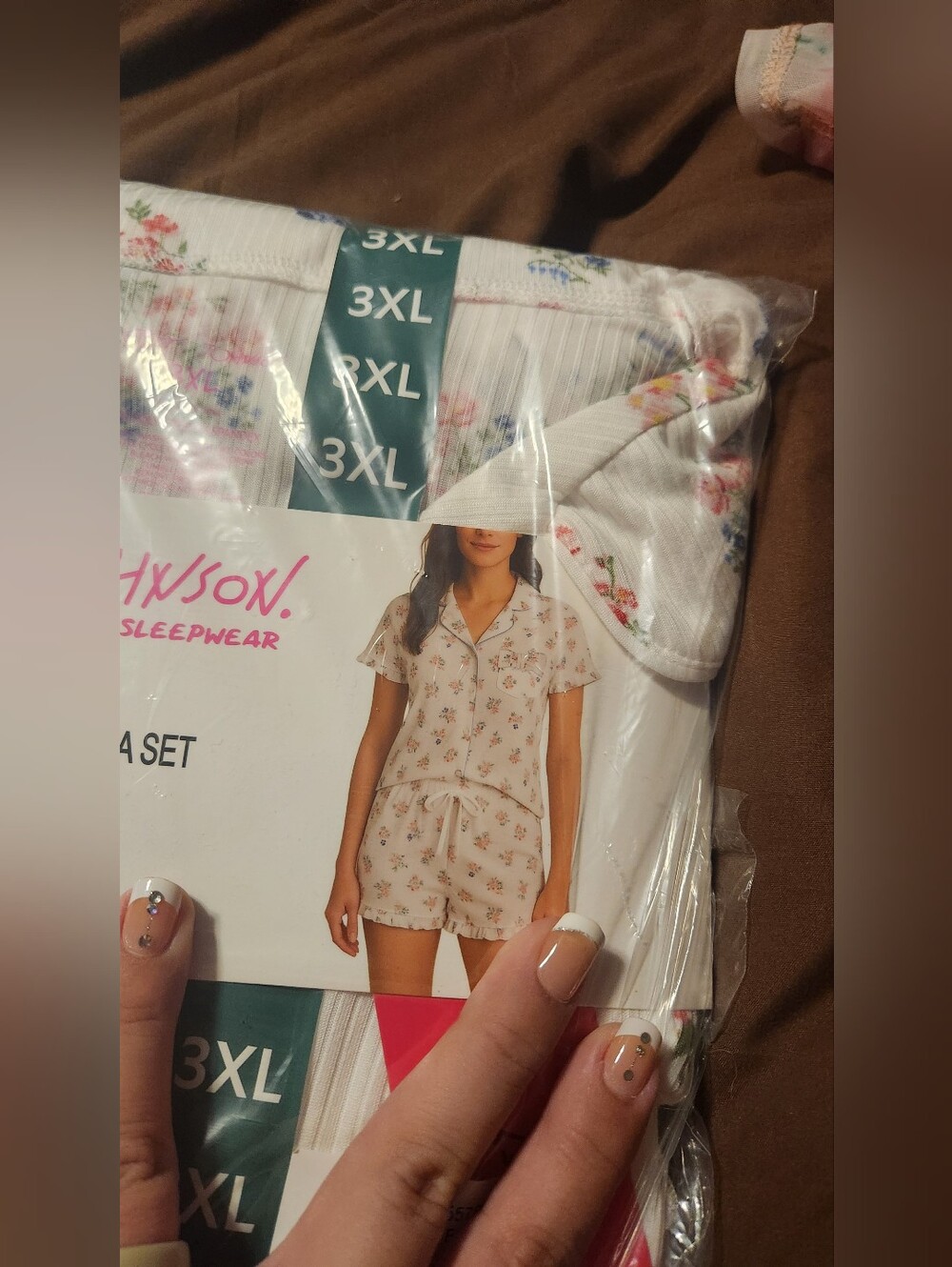 Betsey Johnson Floral Print Short Pajama Set - White & Pink